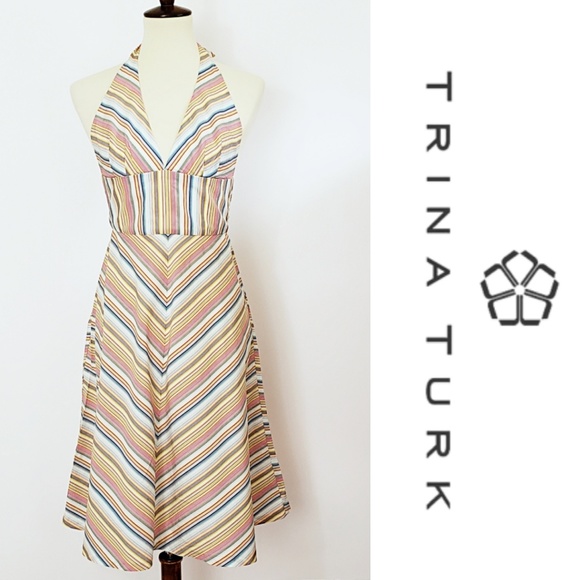 Trina Turk Dresses & Skirts - Trina Turk Rainbow Chevron Halter Top Dress